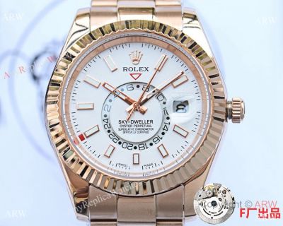 New Upgraded Clone Rolex Sky-Dweller Rose Gold Men Watches 42mm